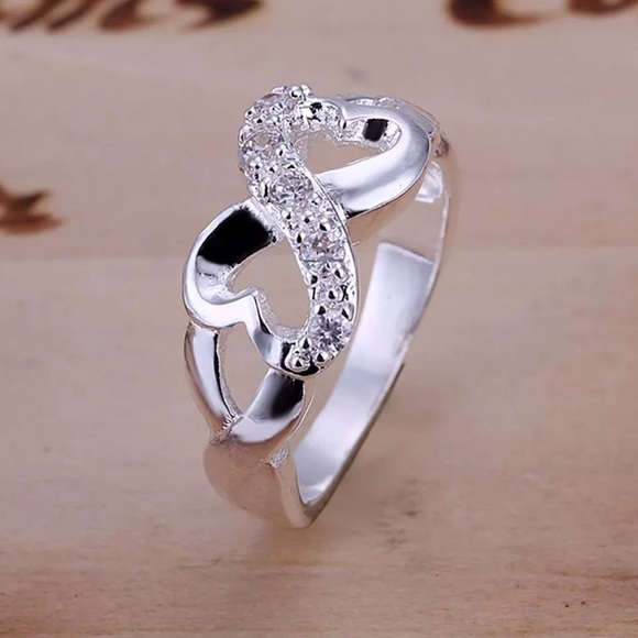 Sterling Silver CZ Infinity Heart Ring - Picture 2 of 2